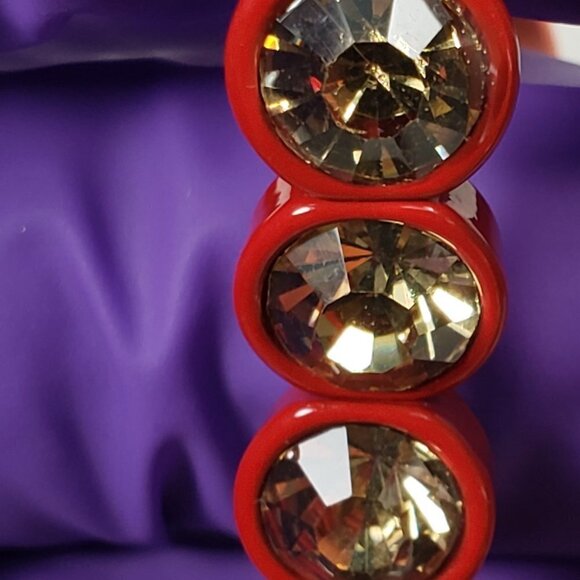 Set of 2 Bracelets - Red & Salmon Pink with Colorful Round Crystal Stone - Women - Picture 6 of 7